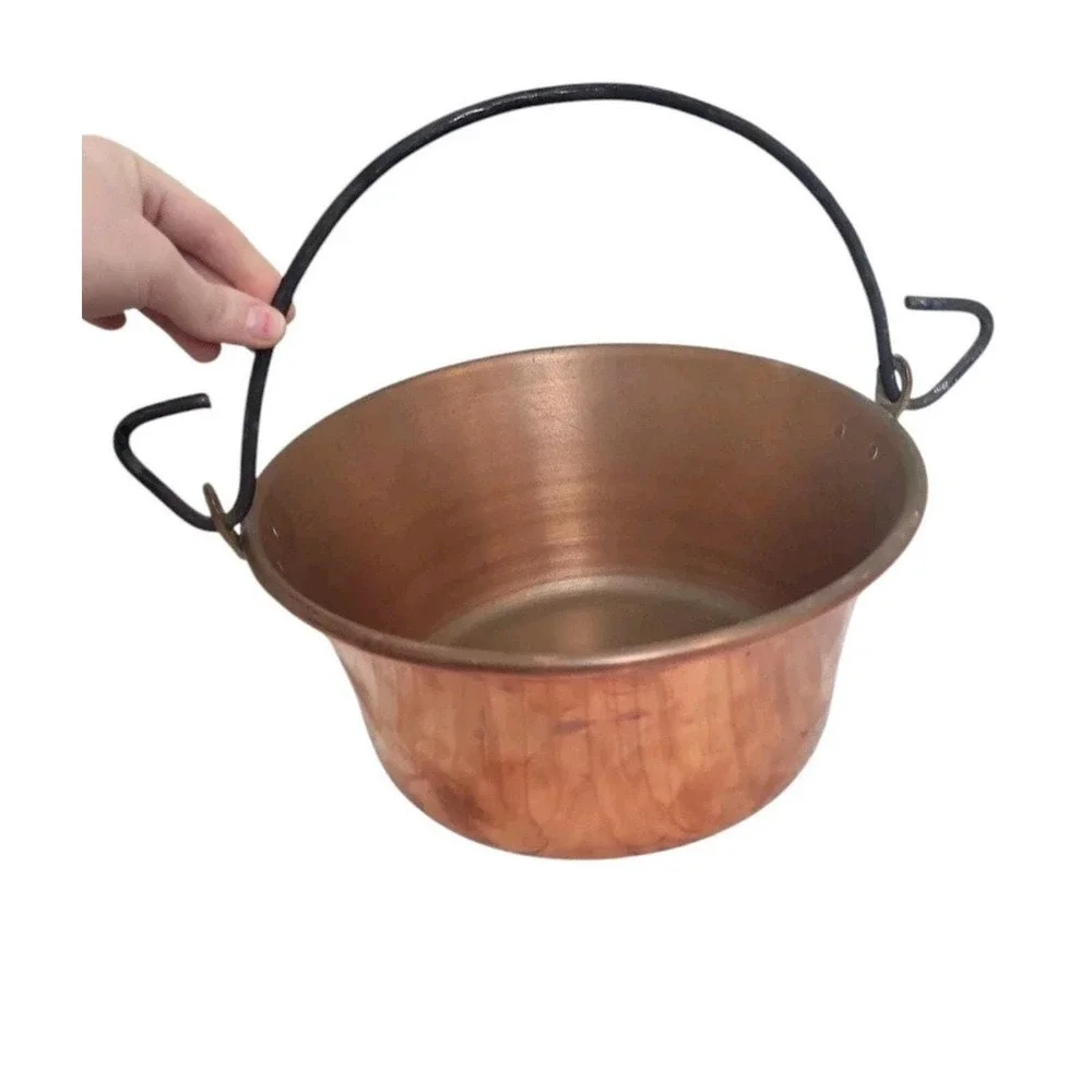 Vintage 5" Copper Brass Handle Deep Bowl Basket Handle